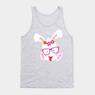 Valentine's Day Bunny, White Bunny, Glasses, Heart Tank Top